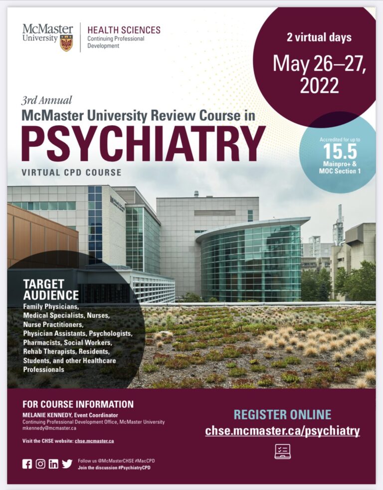 McMaster University 3rd Annual McMaster University Review Course in Psychiatry 2022 McMaster University 3rd Annual McMaster University Review Course in Psychiatry 2022